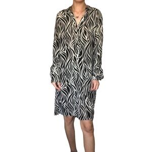 NINE WEST Silk Zebra-Print shirt Dress